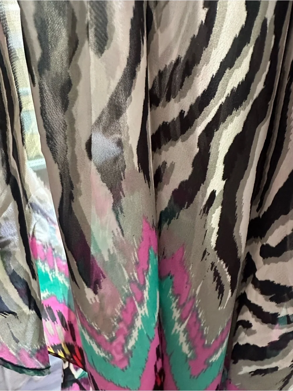 One-Shoulder Women's Coverup in Pink and Teal Aztec Print